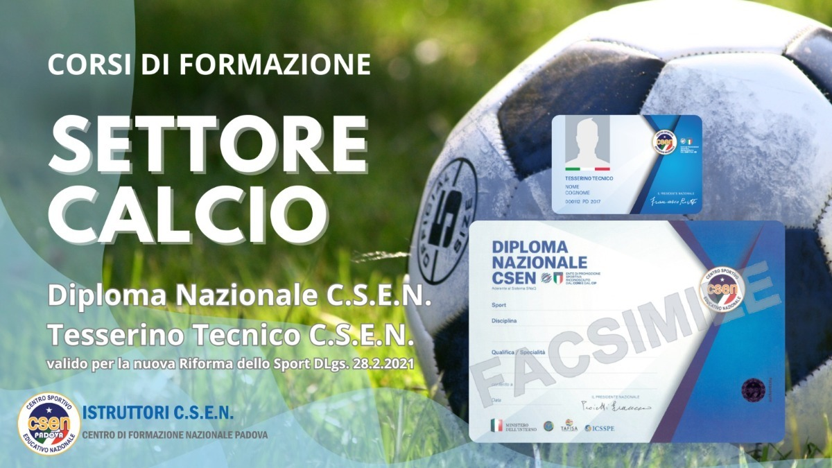 Corsi di Formazione Settore Calcio con rilascio di Diploma valido per la nuova riforma